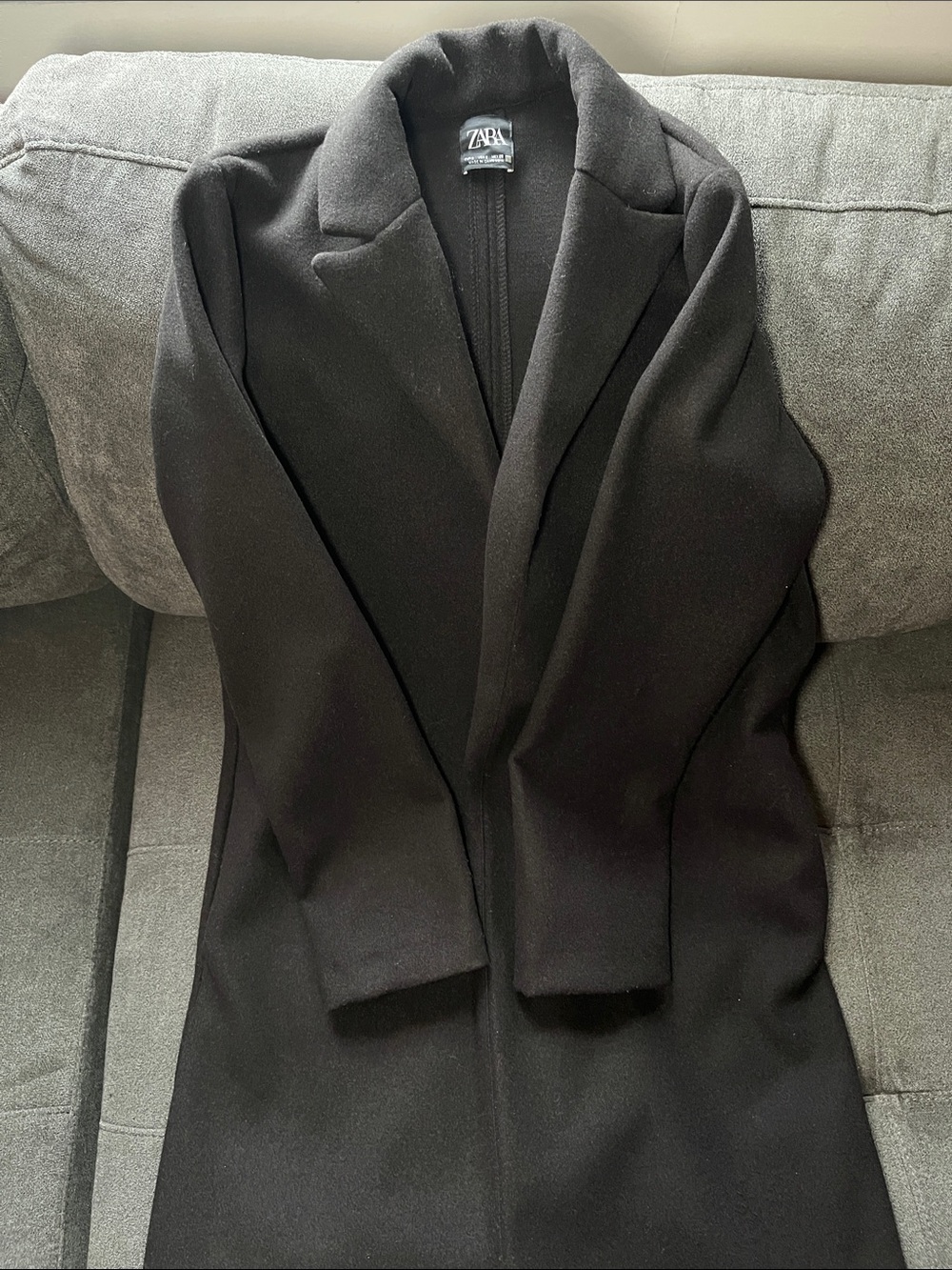 Zara Longline Black Open-Front Coatigan